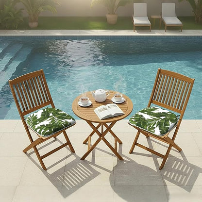 DYTXIII Set of 2 Outdoor Chair Cushions with Ties,Water Repellent Patio Chair Pads 17"x 16" for Outdoor Furniture,Round Corner Seat Cushions for Garden Yard Kitchen Palm Green