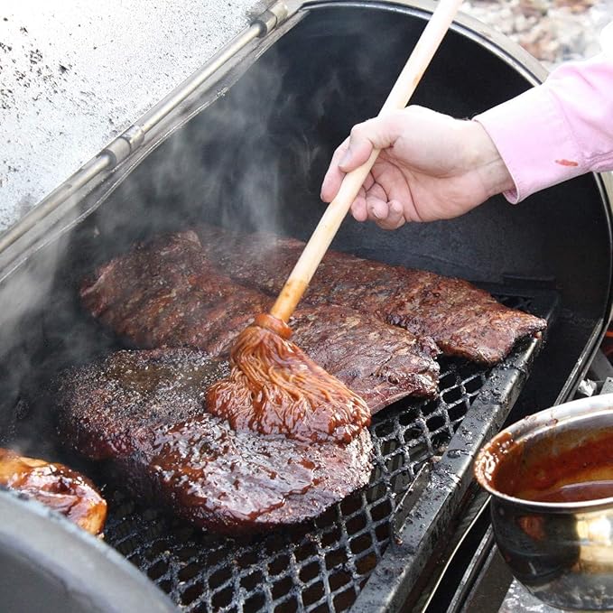 BETTER GRILLIN' BBQ Bastin Mop Basting Barbecue Brush/Mop Easily Applies Marinades, Sauces, Washes Out, 16in Handle, 4pk