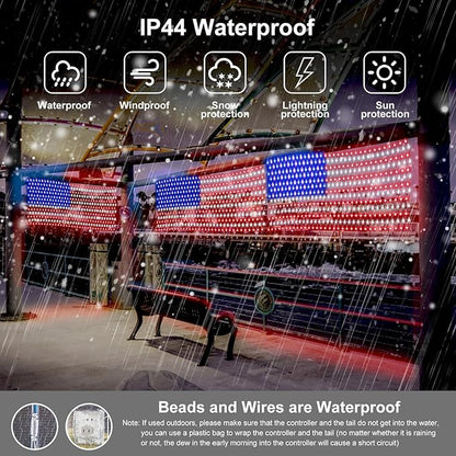 DDMY American Flag Lights Waterproof Flag Net Light of The United States with 420 Super Bright LEDs, Flag Light for Memorial Day/4th of July Independence Day Decoration/Labour Day/Yard/Garden/Party