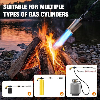 CSA Certified Propane Torch Weed Burner | Adjustable Flame Weed Burner with Detachable Handle&Piezo Trigger Self Igniting for Garden, Wood(Propane Tank Not Included)