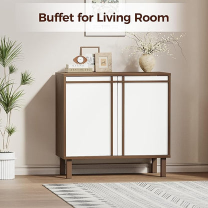 31 inch Sideboard Buffet Cabinet, Modern Credenza with 2 Doors & Adjustable Shelf, Small Coffee Bar Storage for Kitchen, Entryway