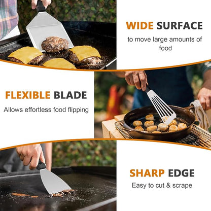 35Pcs Griddle Accessories Kit for Blackstone, Joyfair Flattop Grill Spatula | Grilling Accessory Tool Set with Stainless Steel Griddle Spatula Smash Burger Press Basting Cover Patty Maker For Outdoor BBQ