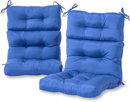 Greendale Home Fashions Outdoor 44x22-inch High Back Chair Cushions (Set of 2), Blue