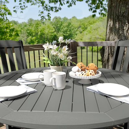 highwood AD-CNL48-CGE Lehigh 5-Piece Round Counter Height Dining Set, Coastal Teak