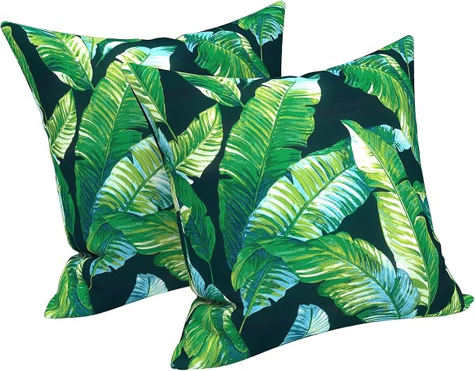 LVTXIII 2 Pack Outdoor Pillow Covers ONLY 18x18 Inch, Water-Repellent Square Decorative Cushion Covers for Patio Furniture, Garden, Sofa, Hanalei Lagoon