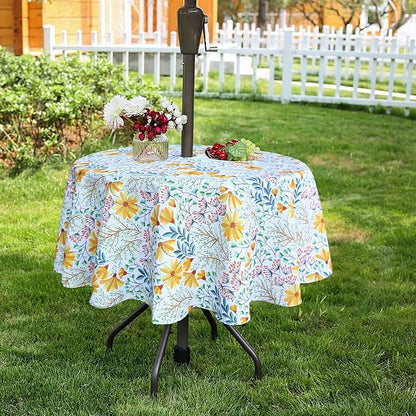 EHouseHome Outdoor Indoor 70inch Round Tablecloth with Umbrella Hole and Zipper, Waterproof Zippered Patio Cloths, Spring/Summer Table Covers for Backyard Circular Table/BBQs/Picnic