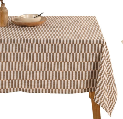 100% Cotton Hand Block Printed, Tablecloth for Kitchen, Dining, Table Cover for Parties, Chritmas, Weddings, Barbecues and Summer picnics Table Cloth (Gray, 60" x 90")