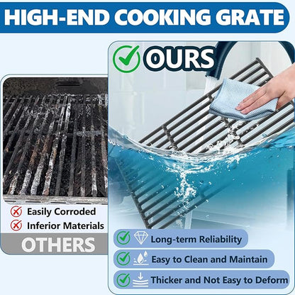 SafBbcue 98888 Grill Grates for Monument Grill 25392 13478 Grill Replacement Parts, Monument Mesa 400 Grill Accessories Parts, Cast Iron Cooking Grids for Monument Grills 4-Burner Propane Gas Grill