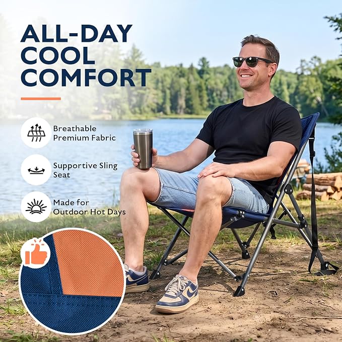 Alvantor® Camping Chair, High Back Folding Beach Chair Breathable for Outdoor, Ergonomic Backrest, Easy Use Portable Lawn Chair Seat for Travel, Fishing, Pinic, Sports Events, 20"x28"x28"