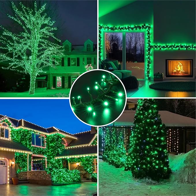 Green String Lights, 46ft 500 LED Plug-in Green Fairy Lights, 11 Modes Twinkle Christmas Lights, Waterproof Lights LED String for Indoor Outdoor Grinch Tree St Patricks Day Decor