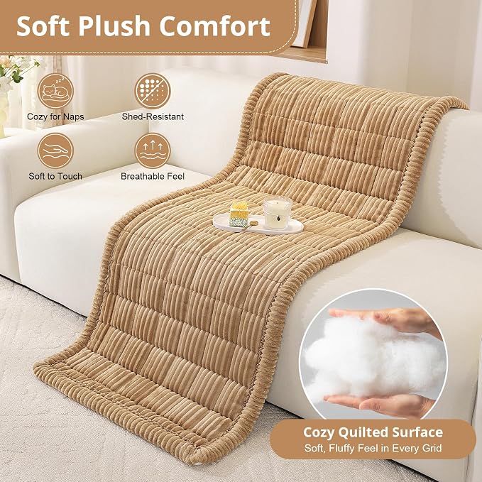 OstepDecor Couch Cover for Dogs, Washable Non Slip Sofa Cover for Pets | Soft Couch Covers for Sofa, Loveseat and Sectional, Furniture Protector Against Pet Hair & Dirt (35.4" x 35.4", Khaki)
