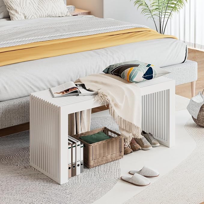 APRTAT Bamboo Dining Bench 35-Inch Indoor Wood Shoe Rack Bench for Entryway | Easy Assemble, Sturdy & Durable,Slatted Design,Versatile Everyday Seating,Living Room Hallway Bedroom Bathroom