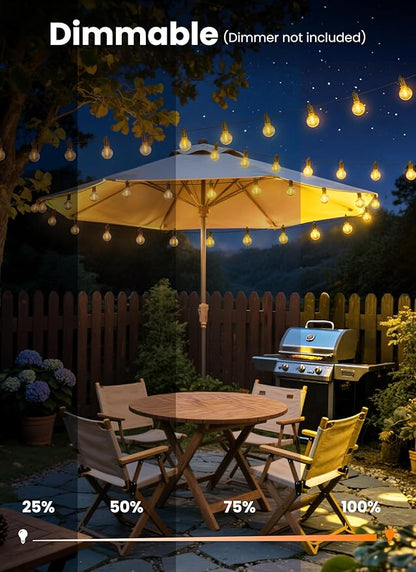Outdoor String Lights, 150FT 75 LED Bulbs String Lights, IP65 Waterproof Connectable G40 Outside Patio Light for Backyard Porch Balcony Garden Decor Christmas Camping Gazebo