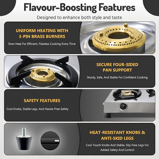 Three Burner Stove Stainless Steel Propane Portable Cooktop Range | Propane Range 3 Burner Cooktop, Indian Style Gas Stove for Outdoor Cooking on 3 Burner Gas Stove Camp Stove