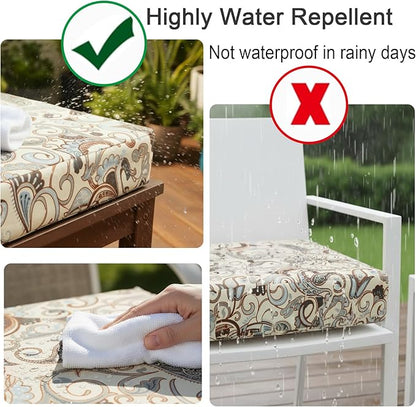 NettyPro Patio Outdoor Chair Seat Cushion Covers Set 4 Water Repellent Cushion Slipcover with Zipper and Tie, Replacement Cover Only, 22 x 20 x 4 Inch