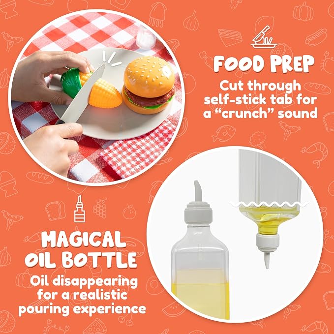 JOYIN Kitchen Toy Set, BBQ Play Grill, Cooking Toy Set, Little Chef Play, Kids Grill Playset Interactive BBQ for Kids with Light & Sound, Birthday Gift for 3 4 Year Old Boys Girls Outdoor Toys