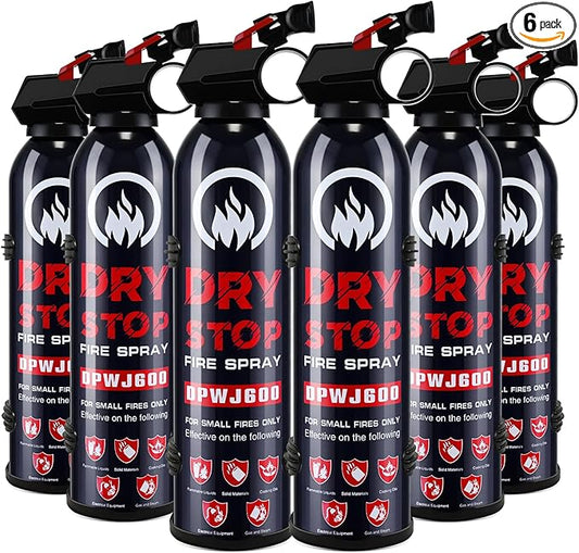 6Pack Dry Stop Fire Extinguisher for Home - Auto Fire Extinguisher for Truck Vehicle, 600g Dry Chemical Powder A B C Fire Extinguisher for Kitchen, Car, Boat, Marine, Portable Use (6Blue)