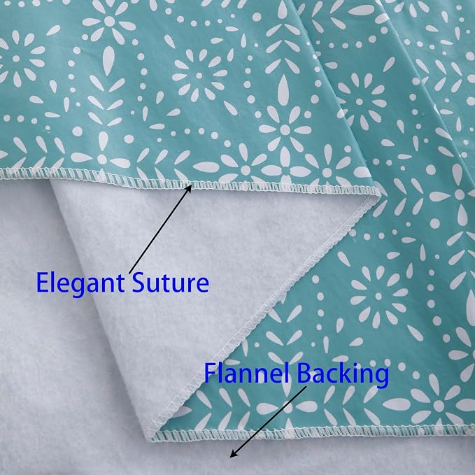 Walrus Heavy Duty Vinyl Tablecloth with Flannel Backing Waterproof Oil-Proof Plastic Table Cloth Stain-Resistant Wipeable Table Cover for Indoor and Outdoor (Perforated Floral,52x70 Inch)