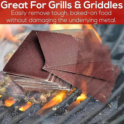 [40 Pack] Grill Cleaning Screens-Griddle Scraping Cleaner Mesh, Removal of Tough Stain on BBQ Grills, Cooktops and Stove Tops for Restaurant, Bars and Home Use (40)