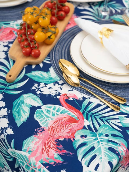 YiHomer Indoor Outdoor Tabletop for Spring Summer Decorations, Picnics and Dinner Parties - Stain and Water Resistant, Flamingo Dancing, Tablecloth, 60 x 84 Rectangle