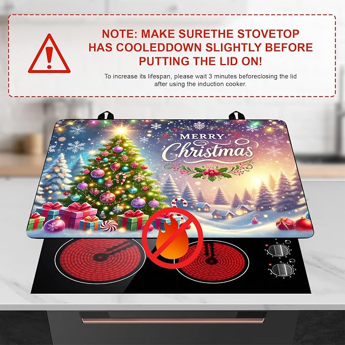 Christmas Stove Top Cover Snowman Stove Top Cover for Home Decoration Kitchen Pad Non-Stick Washable Cooktop Covers Countertop Protector Keep Stove Clean 28"x20" (Tree)