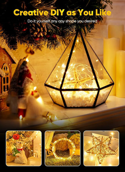 Minetom Fairy Lights Battery Operated, 33FT 100LED Waterproof String Lights | Long Lasting Silver Wire Starry Fairy Lights for Bedroom, Dorm, Christmas, Tree, Party, Wedding, Mason Jar, Holiday Decor
