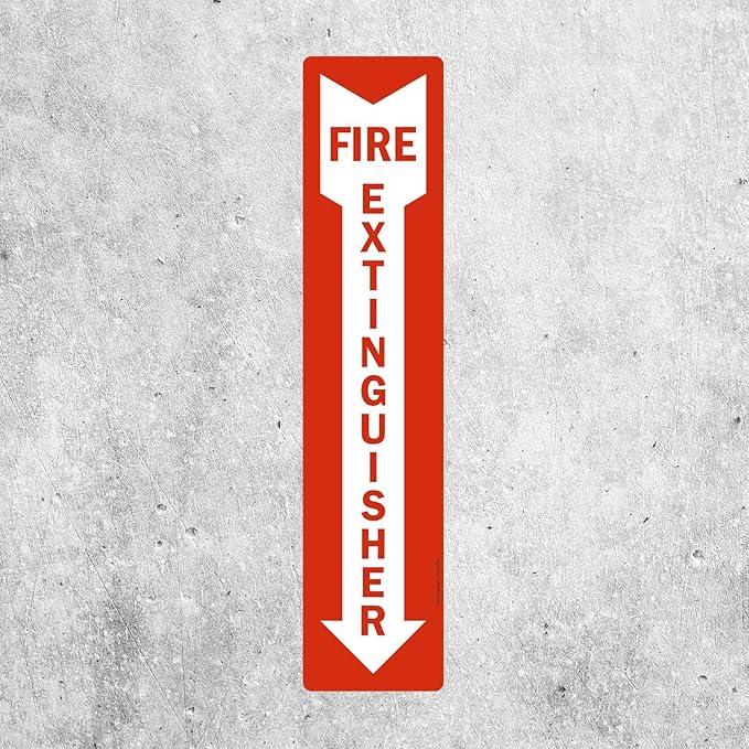 SmartSign - S-1692-EU-18 "Fire Extinguisher" Label | 4" x 18" Laminated Vinyl Red on White