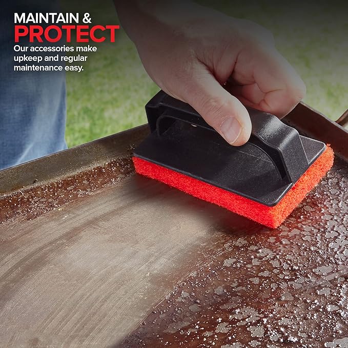 Modern Innovations 25-Piece Griddle Cleaning Kit, 20 Scouring Pads, 3 Grill Bricks, 1 Indoor Grill Scraper, 1 Handle, Pumice Stone Brick, Blackstone & Weber Compatible BBQ Flat Top Cleaner Accessories