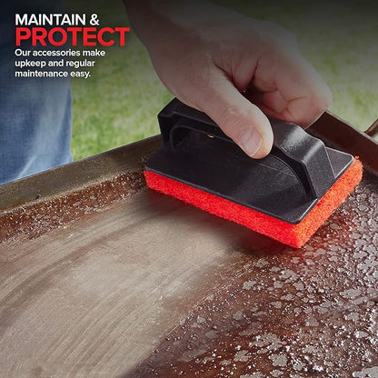 Modern Innovations 25-Piece Griddle Cleaning Kit, 20 Scouring Pads, 3 Grill Bricks, 1 Indoor Grill Scraper, 1 Handle, Pumice Stone Brick, Blackstone & Weber Compatible BBQ Flat Top Cleaner Accessories