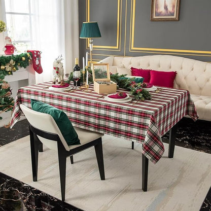 Plaid Table Cloth for Christmas 60x102 inch - Waterproof Holiday Decor Rectangle Tablecloth - Thanksgiving Fall Table Covers for Family Dinner Perfect for Parties, Picnic Dinner and Banpuet