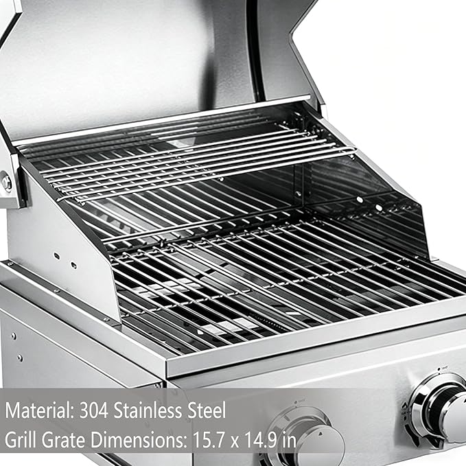 2-Burner Built in Grill, Stainless Steel Propane Grill with Drawer-Style Oil Drip Tray, 20,000 BTU for Patio Backyard Parties Barbecue