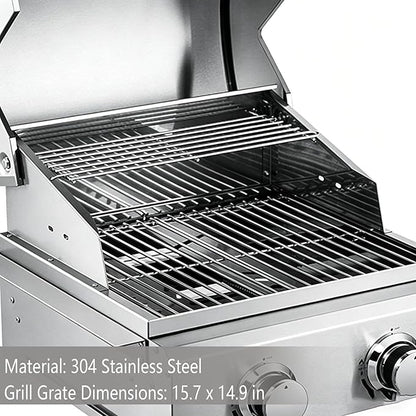 2-Burner Built in Grill, Stainless Steel Propane Grill with Drawer-Style Oil Drip Tray, 20,000 BTU for Patio Backyard Parties Barbecue