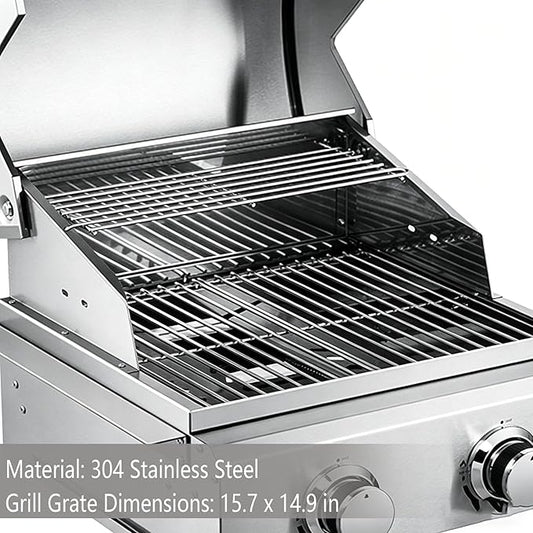 2-Burner Built in Grill, Stainless Steel Propane Grill with Drawer-Style Oil Drip Tray, 20,000 BTU for Patio Backyard Parties Barbecue