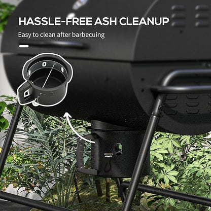 Barrel Style Charcoal Grills, 420 Sq.in Large Cooking Area BBQ Grill with Wheels & Ash Catcher, Portable Outdoor Barbecue for Patio Backyard Picnic Party, Premium 3rd Gen (38.5")