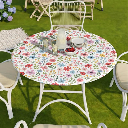 opstellen Fitted Round Tableclothes Drawstring Water Proof Table Cloth Polyester Indoor Outdoor Circular Covers for 36-44in Table Household Organization Gifts Patio Picnic Camping Festival Gadgets