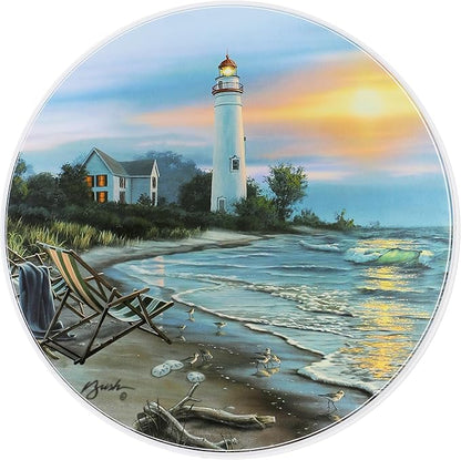Reston Lloyd, Burner Covers For Electric Stovetop, Decorative Lightweight Tin Covers, Set of 4 (2-8 inch & 2-10 inch), Conceals Messy Drip Pans, Lighthouse