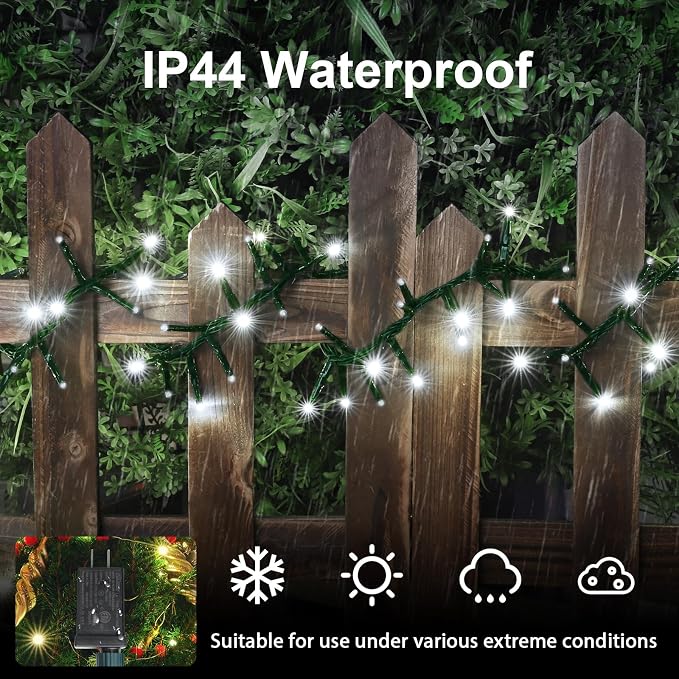 500 LED White Christmas String Lights, Plug in Twinkle Fairy Lights with 8 Modes & Timer, Waterproof Connectable Lights for Indoor Outdoor Home Party Wedding Bedroom Tree Decoration
