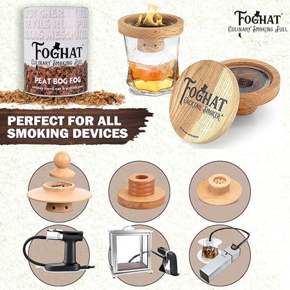 Cocktail Smoker Wood Chips - 14oz Peat Bog Fog Shavings for Smoker, Whiskey & Drink Infuser Kit - All Natural, Culinary Wood Smoking Chips for Hand held Cocktail Smoke Gun & Drink Smokers
