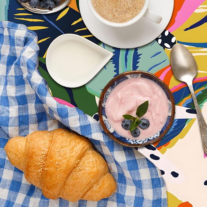 Multicolour Leaf Tablecloth 60x60 Inch Square Abstract Boho Style Floral Square Tablecloths Polyester Vintage for Picnic Party Dinner Artistic Table Cover for Dining BBQ Picnic Coffee Table