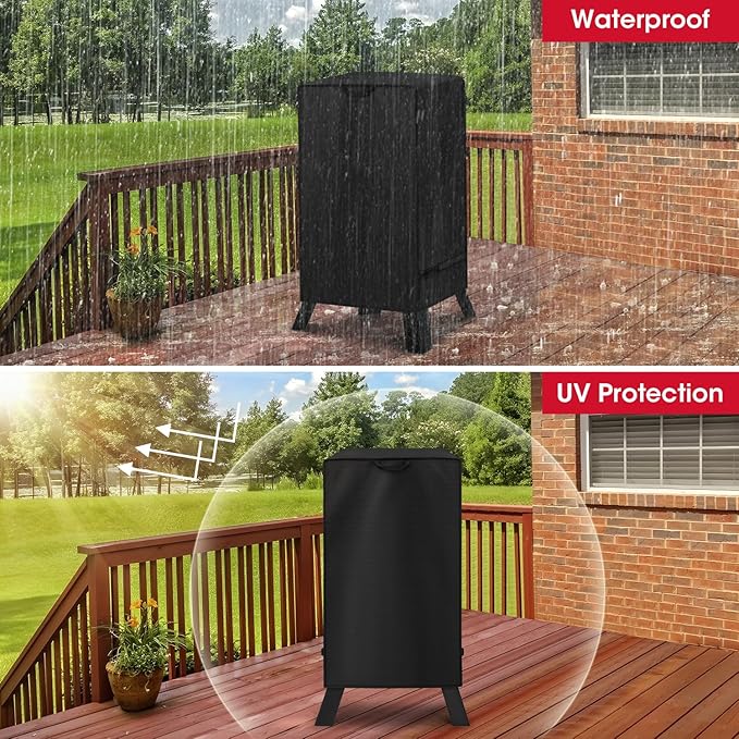 Unicook 30 Inch Electric Smoker Cover for Masterbuilt, Unique UV Resistant Waterproof Vinyl with Polyester Lining, Outdoor Digital Propane Vertical Smoker Cover, 19" W x 17" D x 33" H