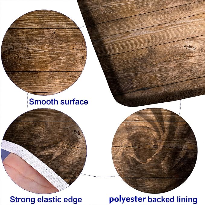 Rustic Wood Planks Picnic Table Cover with Bench Covers, Rustic Wood Planks Fitted Tablecloth and Seats Cover, 3 Pieces Set, for Travel Spring Picnics Parties Outdoor Use, 72x28 in, Brown