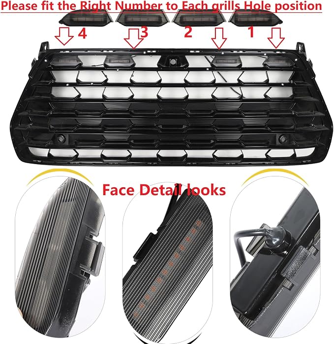 Led Grille Grill Lights for 2024 2025 2026 Toyota Grand Highlander | Amber Upgrade 4 in 1 leds, Xle Limited Hybrid Sport Oem Grills Light Accessories