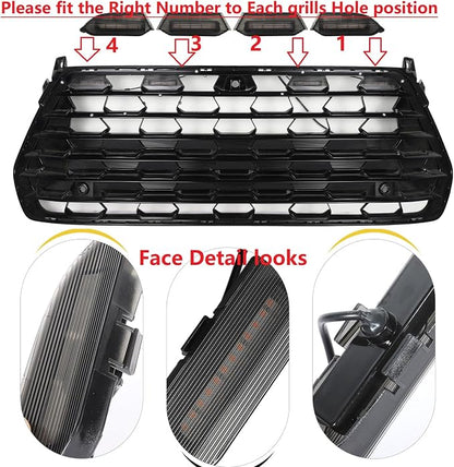 Led Grille Grill Lights for 2024 2025 2026 Toyota Grand Highlander | Amber Upgrade 4 in 1 leds, Xle Limited Hybrid Sport Oem Grills Light Accessories
