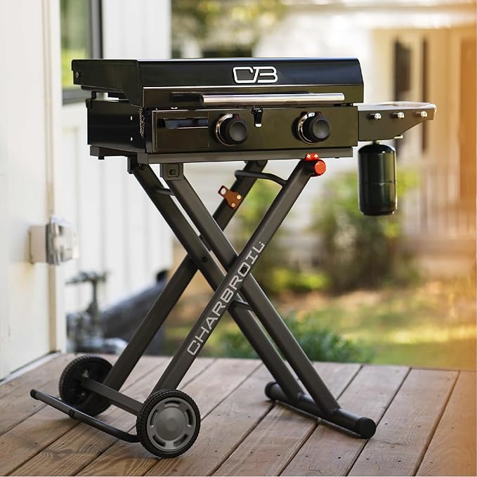 Charbroil 22" Performance Series Folding Cart 2-Burner Portable Propane Gas Griddle, Black - 463711223