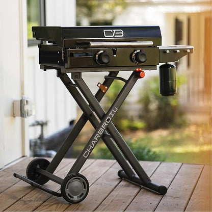 Charbroil 22" Performance Series Folding Cart 2-Burner Portable Propane Gas Griddle, Black - 463711223