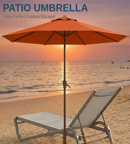 10FT Patio Umbrella, Outdoor Umbrella with Push Button Tilt and Crank, 8 Sturdy Ribs, UV Protection & Waterproof Market Umbrella for Pool, Backyard, Beach,Deck