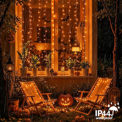 YEGUO 165ft 500 LED Orange Halloween String Lights, Clear Wire Christmas String Lights Indoor, 8 Modes Twinkle Tree Lights Plug in with Timer Memory.