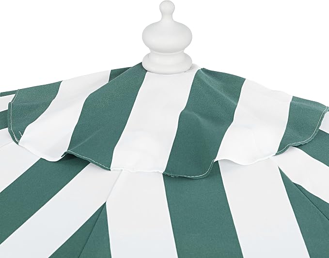 JONATHAN Y Beverly 9 ft. Striped Half Umbrella, Green/White | Coastal Scalloped Fringe, Crank Lift, 30 Degree Manual Tilt, UV 50 Fabric Canopy, Aluminum Frame, Space Saving Design