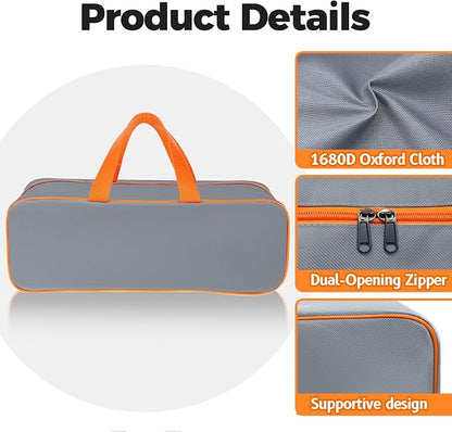 Grill Utensil Storage Bag for Outdoor Grilling, 24 x 8 x 8 in, Gray | 1680D Oxford fabric, large capacity grill tool storage bag, accessories storage compatible with Blackstone griddle