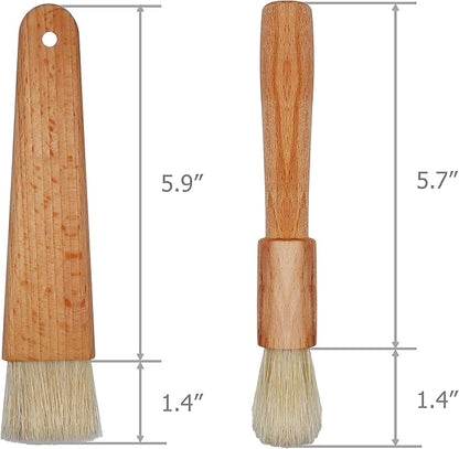 EIKS 2 Sets Natural Bristles with Wooden Handle Pastry Brushes for Basting Spreading Butter Oil Barbecue Baking Kitchen Cooking